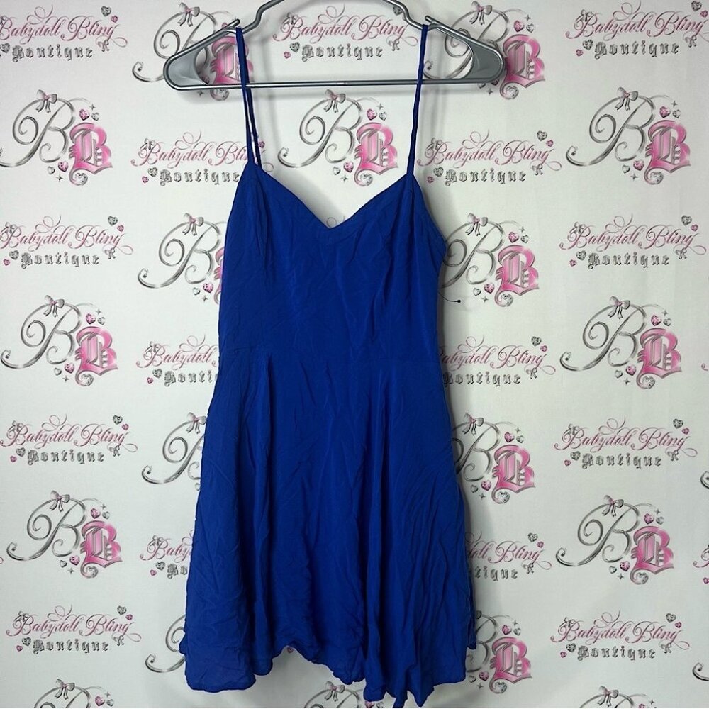 Talula dress royal blue flowy rayon mini dress  Spaghetti Strap Dress babydoll